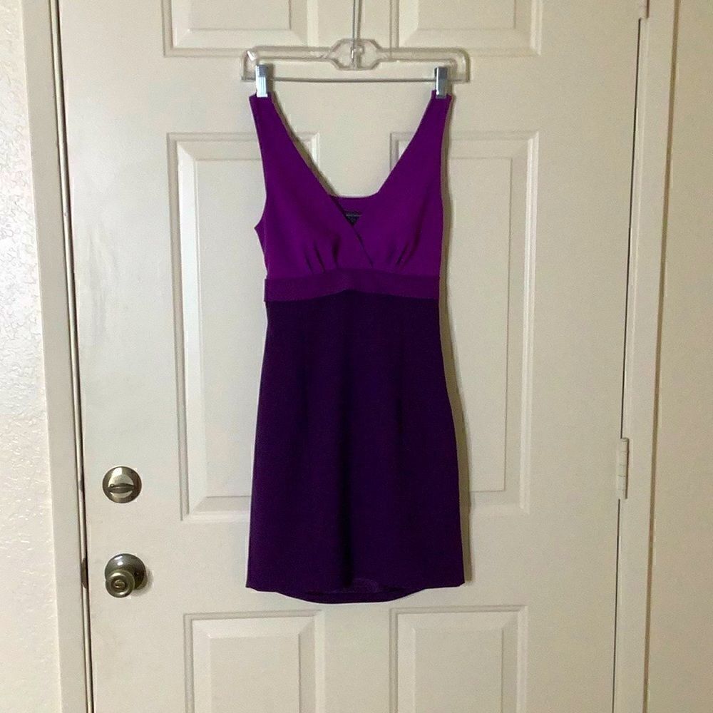 Armani Exchange Purple and a plum Fitted Empire Waist Dress